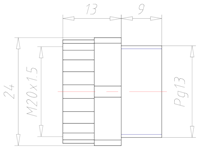 Synthetic PG13 to M20x1.5 Reduction Adapter