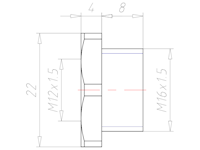 Polyamide (PA) M16x1.5 to M12x1.5 with 22 Millimeter (mm) Wrench Size Lightgrey RAL 7035 Reduction Flange