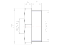 Polyamide (PA) M25x1.5 to M12x1.5 with 29 Millimeter (mm) Wrench Size Lightgrey RAL 7035 Reduction Flange