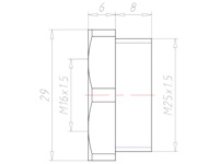 Polyamide (PA) M25x1.5 to M16x1.5 with 29 Millimeter (mm) Wrench Size Lightgrey RAL 7035 Reduction Flange