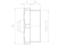 Polyamide (PA) M32x1.5 to M12x1.5 with 36 Millimeter (mm) Wrench Size Lightgrey RAL 7035 Reduction Flange