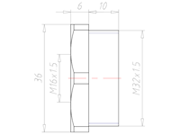 Polyamide (PA) M32x1.5 to M16x1.5 with 36 Millimeter (mm) Wrench Size Lightgrey RAL 7035 Reduction Flange