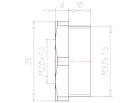 Polyamide (PA) M32x1.5 to M20x1.5 with 36 Millimeter (mm) Wrench Size Lightgrey RAL 7035 Reduction Flange