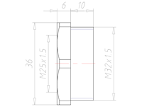 Polyamide (PA) M32x1.5 to M25x1.5 with 36 Millimeter (mm) Wrench Size Lightgrey RAL 7035 Reduction Flange