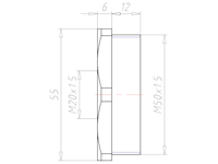 Polyamide (PA) M50x1.5 to M20x1.5 with 55 Millimeter (mm) Wrench Size Lightgrey RAL 7035 Reduction Flange
