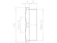 Polyamide (PA) M50x1.5 to M25x1.5 with 55 Millimeter (mm) Wrench Size Lightgrey RAL 7035 Reduction Flange