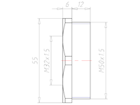 Polyamide (PA) M50x1.5 to M32x1.5 with 55 Millimeter (mm) Wrench Size Lightgrey RAL 7035 Reduction Flange