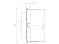 Polyamide (PA) M50x1.5 to M40x1.5 with 55 Millimeter (mm) Wrench Size Lightgrey RAL 7035 Reduction Flange