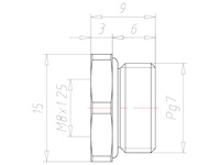 Brass PG 7 to M8x1.25 Reduction Flange Adapter