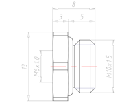 Brass M10x1.5 to M6x1.0 with 13 Millimeter (mm) Wrench Size Reduction Flange
