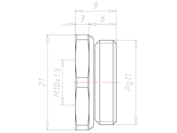 Brass PG11 to M10x1.5 Reduction Flange Adapter