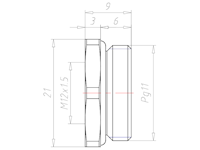Brass PG11 to M12x1.5 Reduction Flange Adapter