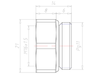 Brass PG11 to M16x1.5 Reduction Flange Adapter