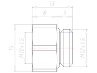 Brass M12x1.5 to M10x1.5 with 15 Millimeter (mm) Wrench Size Reduction Flange