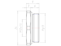 Brass PG13 to M12x1.5 Reduction Flange Adapter