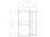 Brass PG16 to M20x1.5 Reduction Flange Adapter
