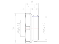 Brass M16x1.5 to M10x1.5 with 18 Millimeter (mm) Wrench Size Reduction Flange