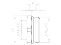 Brass M16x1.5 to M12x1.5 with 18 Millimeter (mm) Wrench Size Reduction Flange