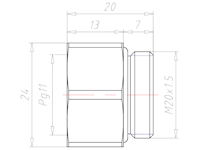 Brass M20x1.5 to PG11 Reduction Flange Adapter