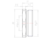 Brass PG21 to M16x1.5 Reduction Flange Adapter