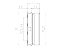 Brass PG21 to M20x1.5 Reduction Flange Adapter