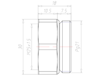 Brass PG21 to M25x1.5 Reduction Flange Adapter