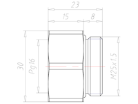 Brass M25x1.5 to PG16 Reduction Flange Adapter