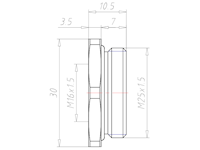 Brass M25x1.5 to M16x1.5 with 30 Millimeter (mm) Wrench Size Reduction Flange