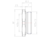 Brass M25x1.5 to M20x1.5 with 30 Millimeter (mm) Wrench Size Reduction Flange