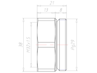 Brass PG29 to M32x1.5 Reduction Flange Adapter