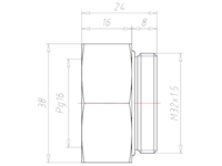 Brass M32x1.5 to PG21 Reduction Flange Adapter