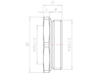 Brass M32x1.5 to M25x1.5 with 36 Millimeter (mm) Wrench Size Reduction Flange