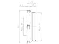 Brass M40x1.5 to M25x1.5 with 46 Millimeter (mm) Wrench Size Reduction Flange