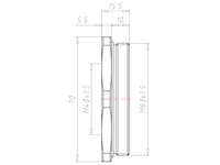 Brass M63x1.5 to M40x1.5 with 70 Millimeter (mm) Wrench Size Reduction Flange
