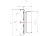 Brass PG11 to PG 9 with 22 Millimeter (mm) Wrench Size Reduction Flange