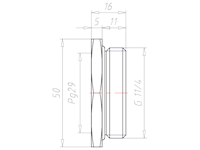Brass G 1 1/4 Inch (in) to PG29 Reduction Flange Adapter