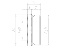 Brass PG16 to PG 9 with 24 Millimeter (mm) Wrench Size Reduction Flange