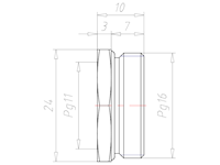 Brass PG16 to PG11 with 24 Millimeter (mm) Wrench Size Reduction Flange