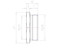 Brass PG16 to PG13 with 27 Millimeter (mm) Wrench Size Reduction Flange