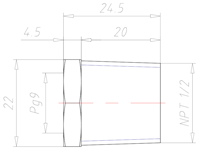 Brass NPT 1/2 Inch (in) to PG 9 Reduction Flange Adapter
