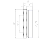 Brass PG29 to PG16 with 38 Millimeter (mm) Wrench Size Reduction Flange