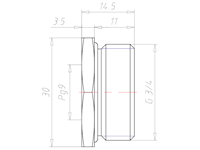 Brass G 3/4 Inch (in) to PG 9 Reduction Flange Adapter