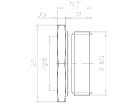 Brass G 3/4 Inch (in) to PG16 Reduction Flange Adapter