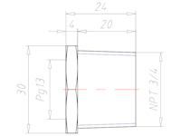 Brass NPT 3/4 Inch (in) to PG13 Reduction Flange Adapter