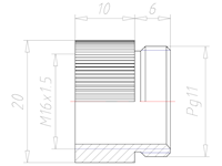Brass PG11 to M16x1.5 Round Reduction Adapter