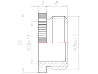 Brass M20x1.5 to M16x1.5 Round Design Reduction