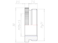Brass PG21 to M20x1.5 Round Reduction Adapter