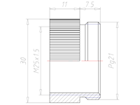 Brass PG21 to M25x1.5 Round Reduction Adapter