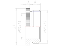 Brass M25x1.5 to M20x1.5 Round Design Reduction