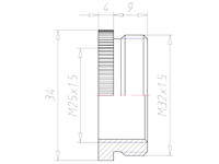 Brass M32x1.5 to M25x1.5 Round Design Reduction